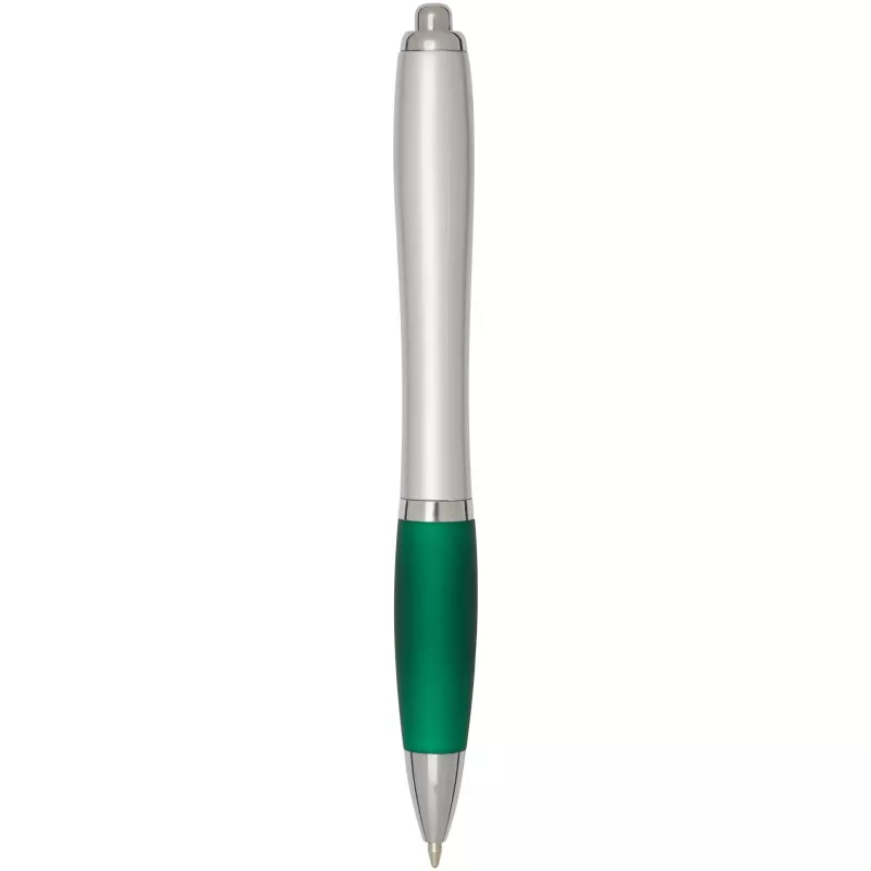 Nash długopis kulkowy z tworzyw sztucznych pochodzących z recyklingu z certyfikatem RCS, ze srebrnym korpusem i kolorowym uch - Zielony (10644961)