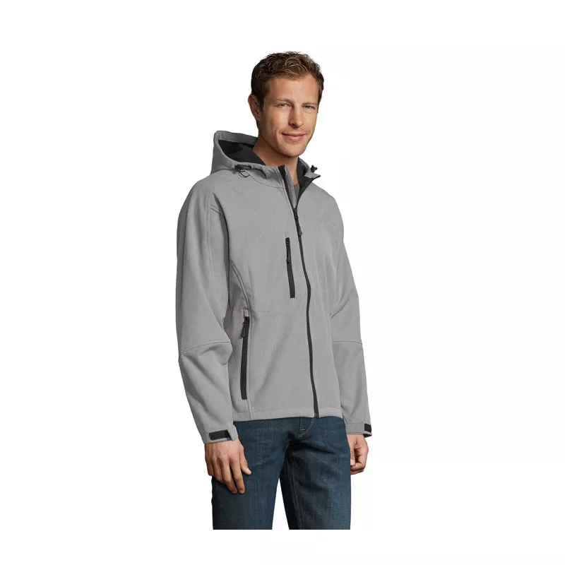 Softshell męski z kapturem 340 g/m² Sol's REPLAY MEN - Szary Melanż (S46602-GM)