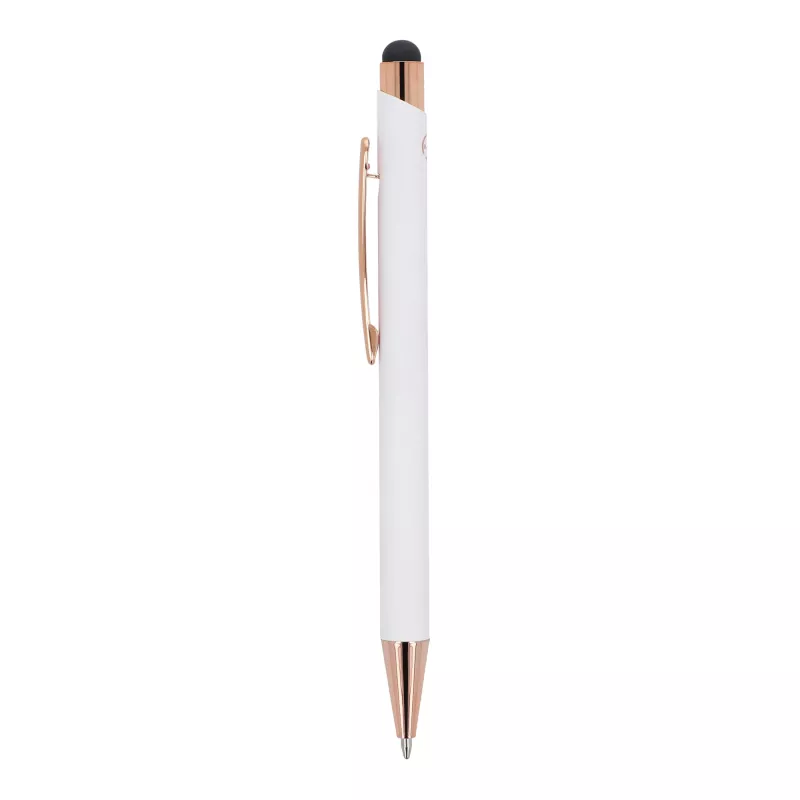Długopis aluminiowy Prague grawer różowe złoto - biały (LT87887-N0001)