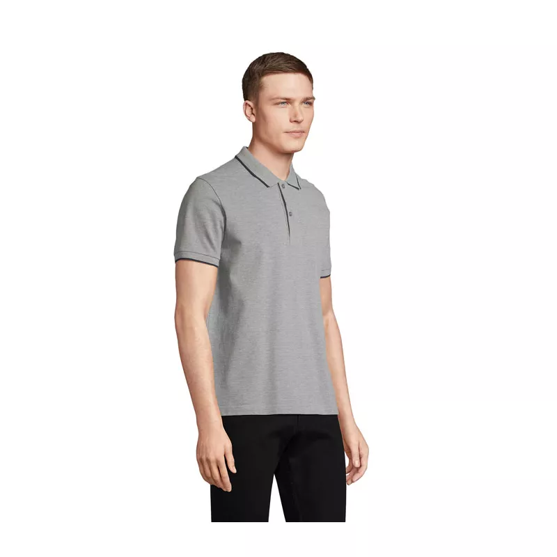 Koszulka polo unisex z prążkiem Sol's PALERMO - Grey Melange/ French Navy (S04769-GF)