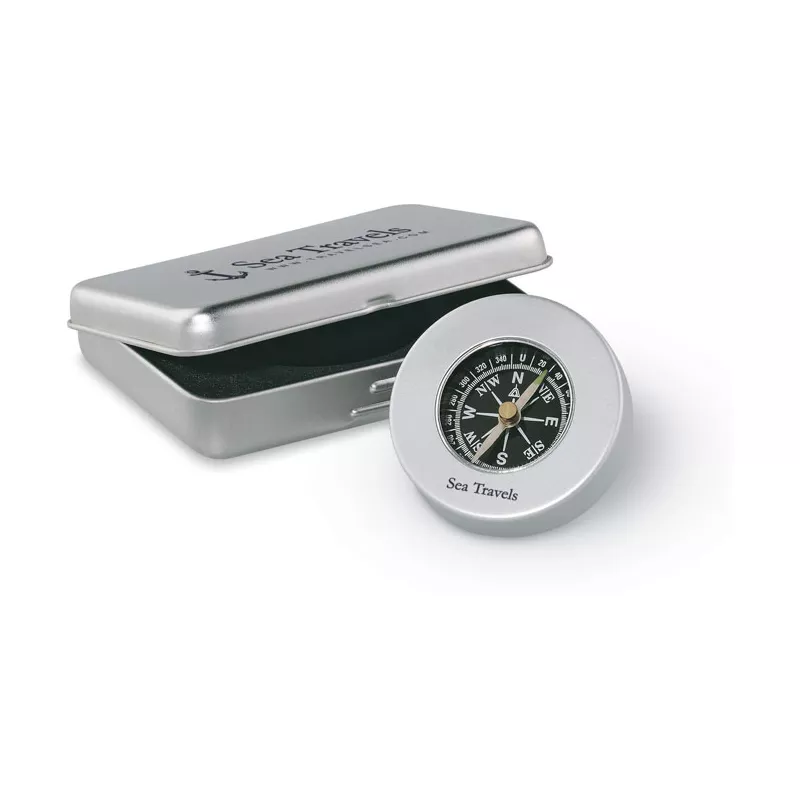 Kompas klasyczny aluminiowy w metalowym pudełku TARGET - Srebrny Mat (AR1249-16)