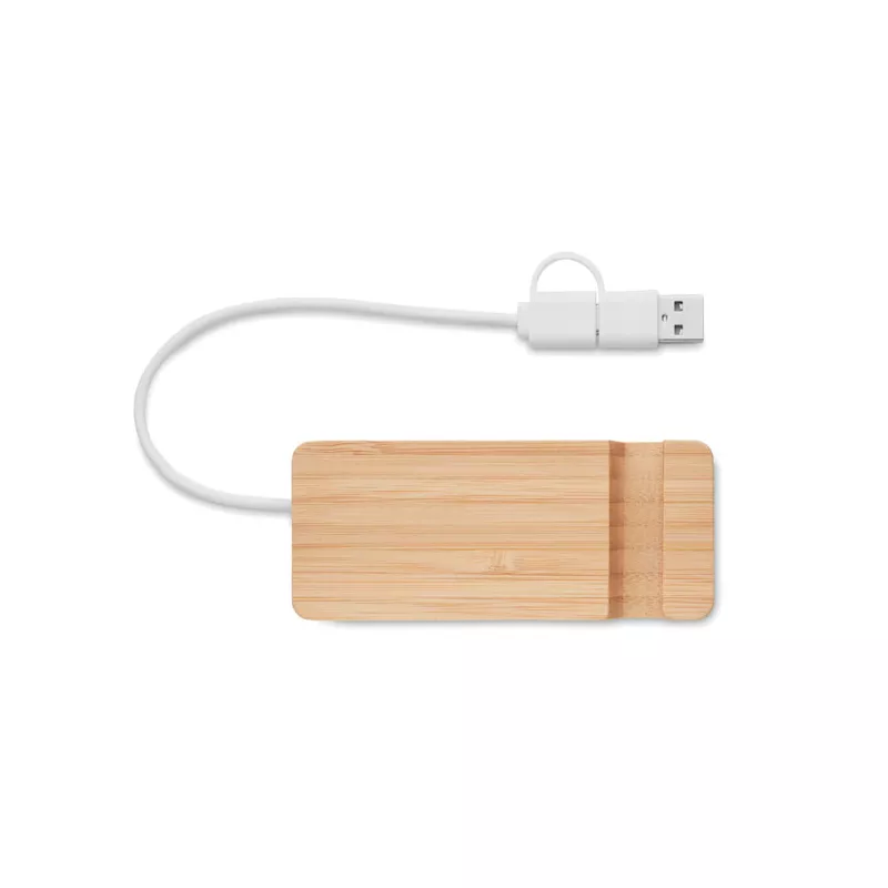 Hub USB 4-portowy w bambusowej obudowie HUBSTAND - Drewna (MO2144-40)