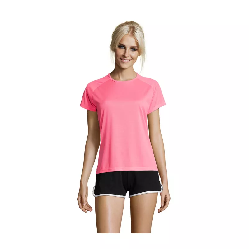 Koszulka sportowa damska 140 g/m² Sol's SPORTY WOMEN - Neonowy Róż 2 (S01159-NP)