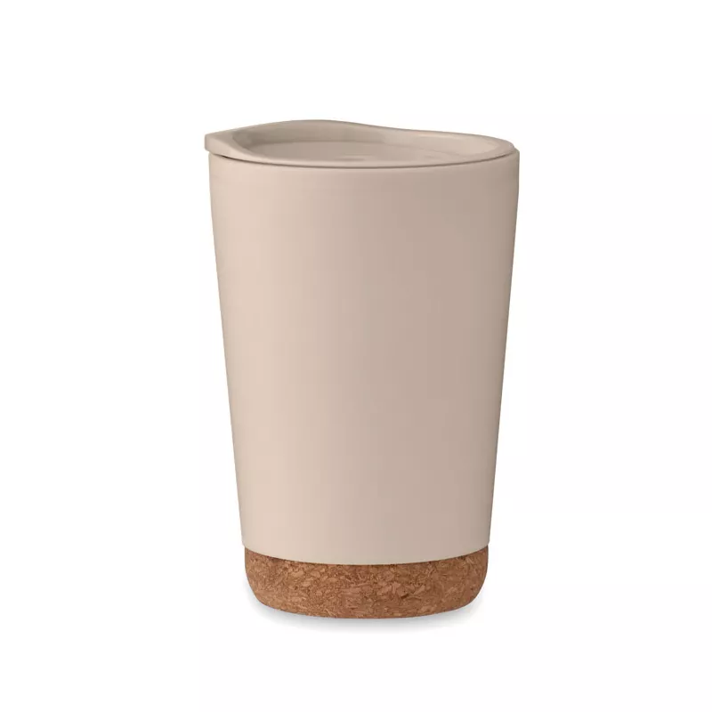 Kubek dwuścienny z korkową podstawą 300 ml CO - Bezowy (MO2446-13)