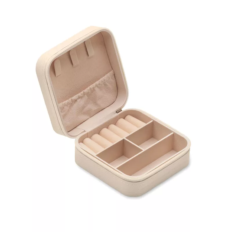 Szkatułka podróżna na biżuterię z PU JULBOX - Bezowy (MO3146-13)