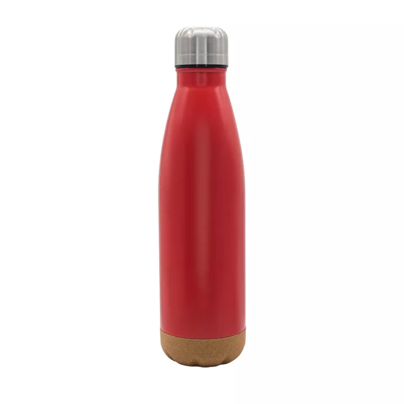 Butelka reklamowa próżniowa z korkowym spodem Jowi 500 ml - czerwony (R08445.08)