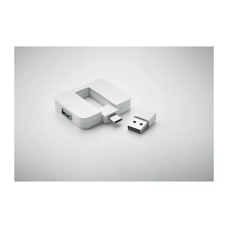 Hub USB 4-portowy z USB-C SQUARE-C - Bialy (MO2254-06)