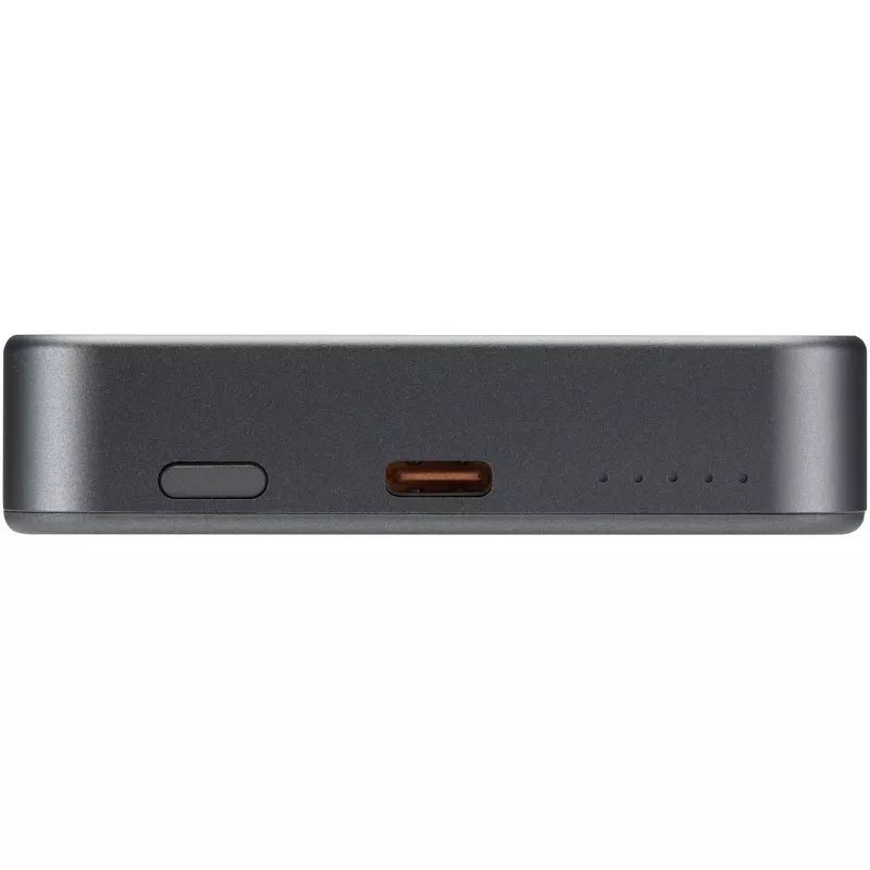 Powerbank Avis 10 000 mAh z recyklingowanego aluminium, z wbudowanym magnesem  - Gun metal (12444582)