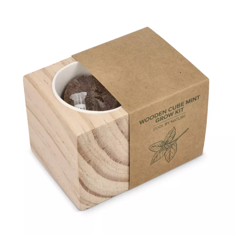 Zestaw drewnianych doniczek FSC – miętowy - naturalny-t (LT94574-N0094)