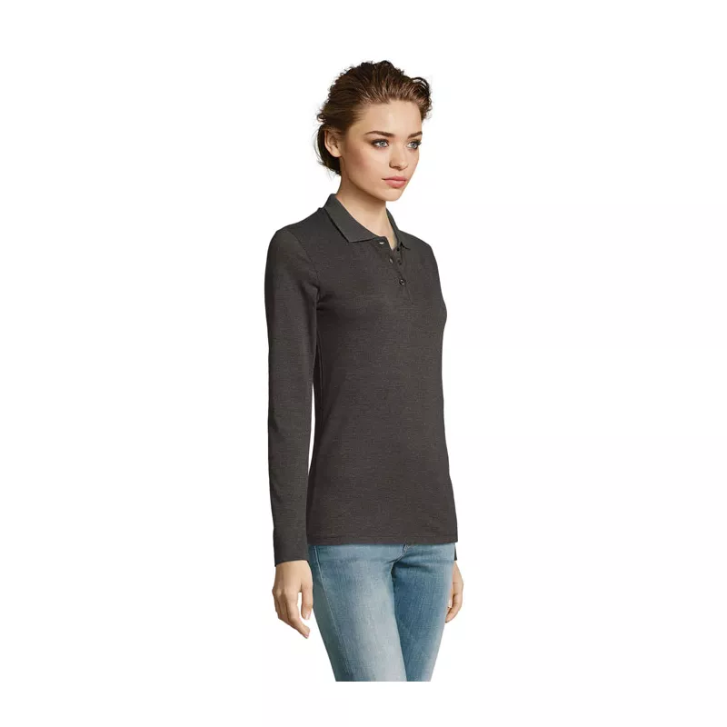 Polo damskie 180 g/m² Sol's PERFECT LSL WOMEN - Charcoal Melange (S02083-CE)