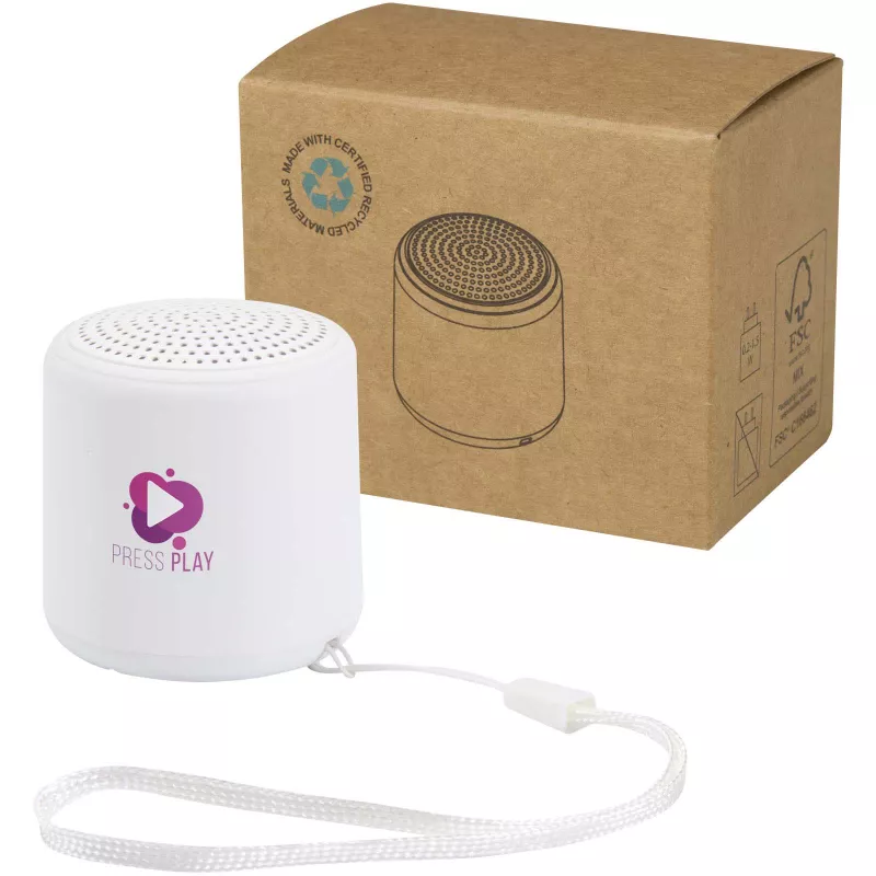 Velkis głośnik bezprzewodowy Bluetooth® o mocy 3 W z tworzyw sztucznych pochodzących z recyklingu - Biały (12448501)