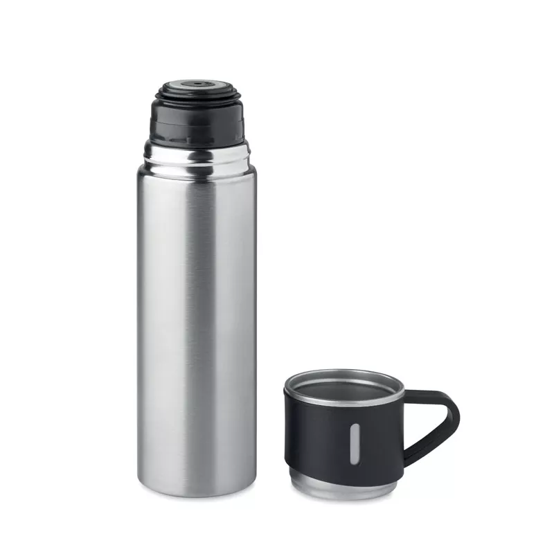 Termos dwuścienny 420 ml z kubkiem TONIA - Srebrny Mat (MO2117-16)
