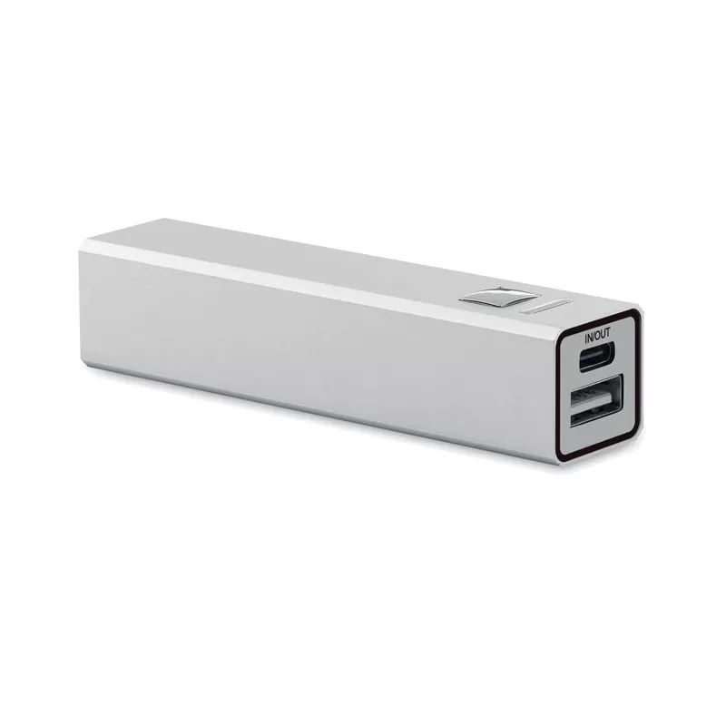 Powerbank 2600 mAh z aluminium z recyklingu POWERALUC - Srebrny Mat (MO2374-16)