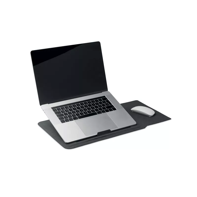 Pokrowiec na laptop 16" z podstawką z RPET PRACTIC - Czarny (MO2696-03)