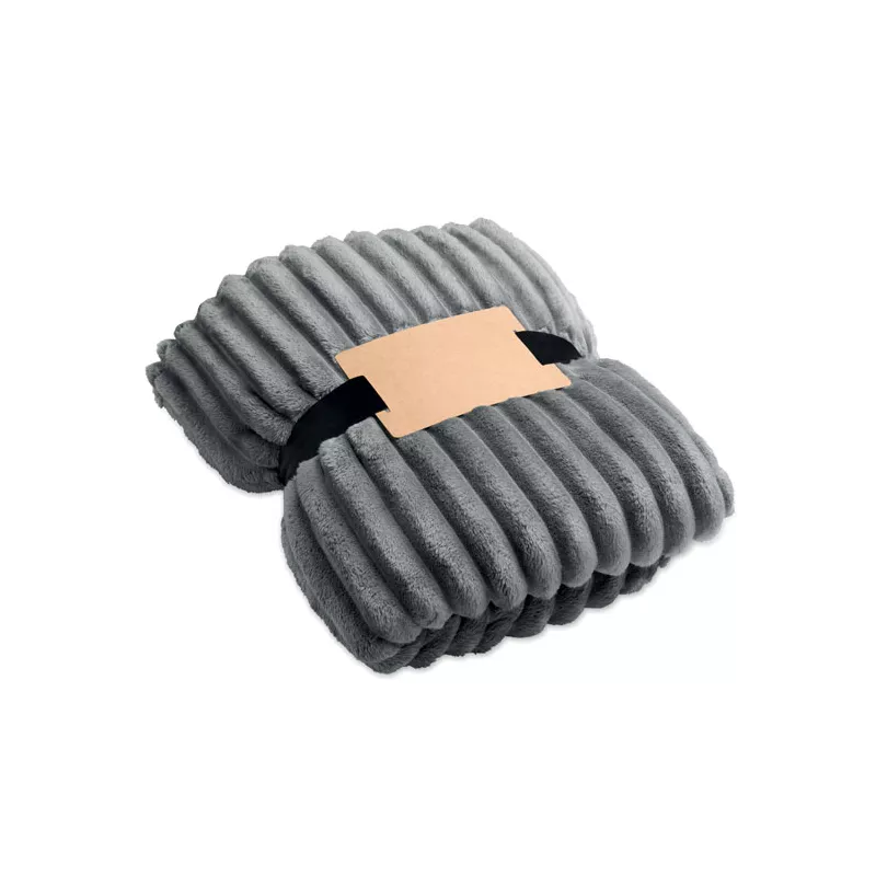 Koc polarowy RPET w paski 130x170 cm 450 g/m² NIEVE - Kamienny Szary (MO3184-15)