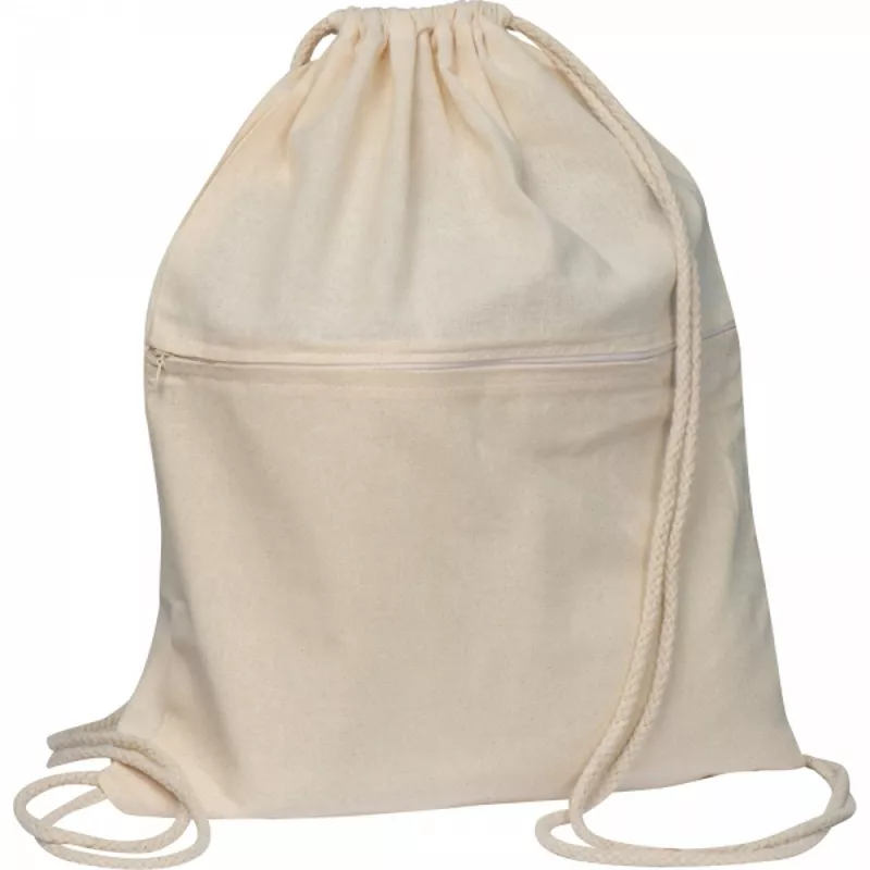 Worek bawełniany 140g/m² z kieszonką na zamek - biały (6495006)