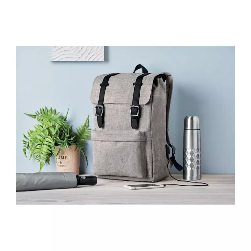 Plecak na laptopa 15" z klapą magnetyczną RIGA - Szary (MO9439-07)