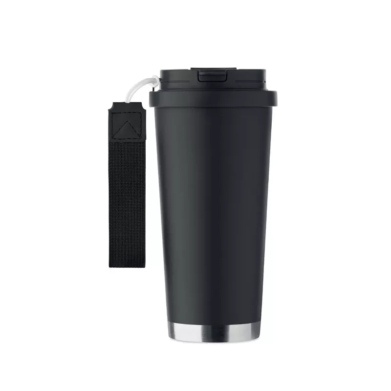 Kubek termiczny 2 w 1 ze stali 500 ml TOPAZ LARGE - Czarny (MO2662-03)