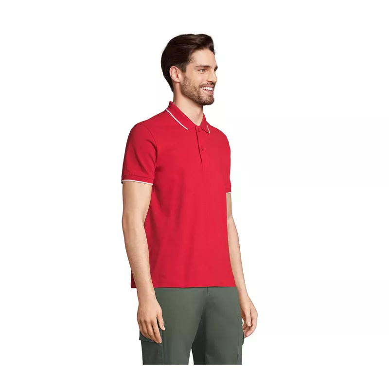 Koszulka polo unisex z prążkiem Sol's PALERMO - Jaskrawoczerwony / Biały (S04769-KA)