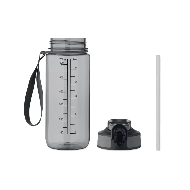 Butelka sportowa motywacyjna z RPET 700 ml ENKEL - Przezroczysty Szary (MO2792-27)