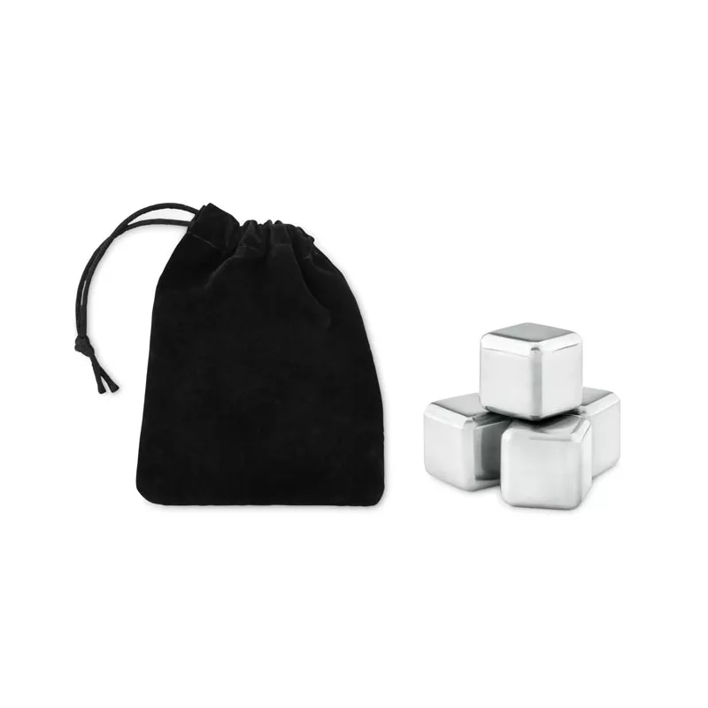 Kostki do lodu stalowe 4 szt. w etui ICY - Czarny (MO9502-03)