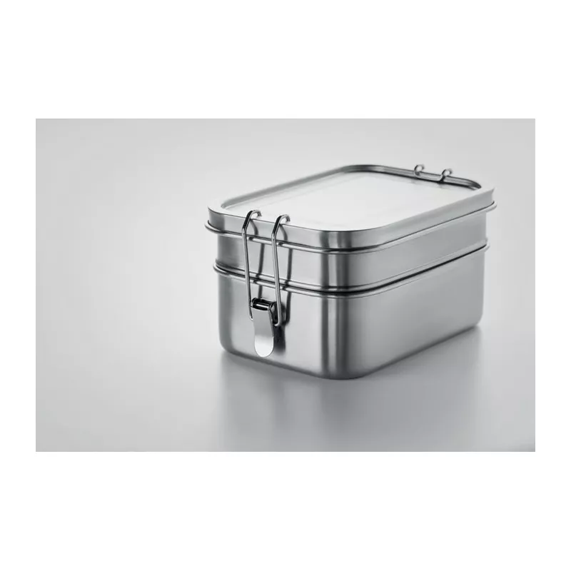 Pudełko na lunch stalowe 2 komory 1200 ml DOUBLE CHAN - Srebrny Mat (MO6212-16)