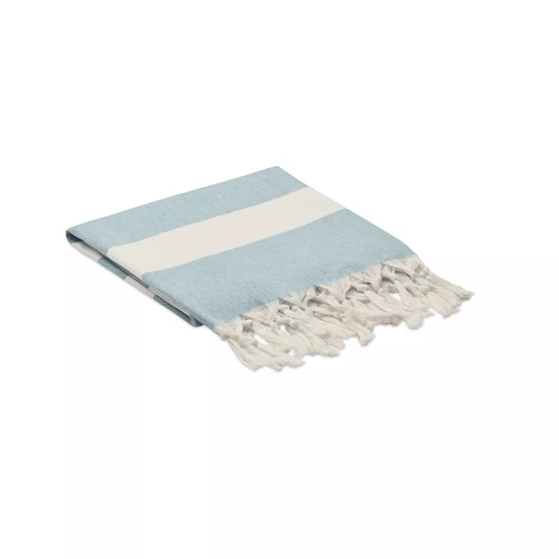 Ręcznik hammam z recyklingu 75x150 cm 140 g/m² AGOURA - Niebieski (MO6554-04)