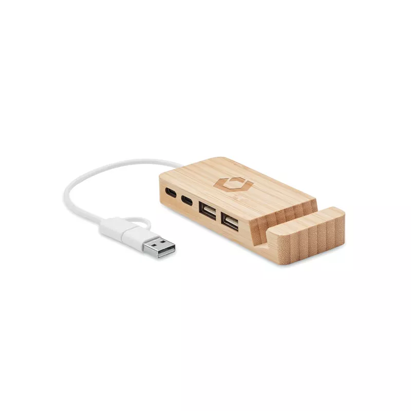 Hub USB 4-portowy w bambusowej obudowie HUBSTAND - Drewna (MO2144-40)