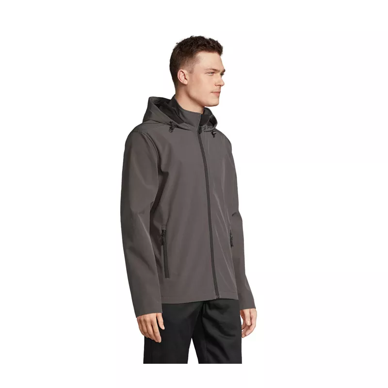 Softshell męski z kapturem Sol's RACE HOODED MEN - Szarość Węgla Drzewnego (S04447-CR)