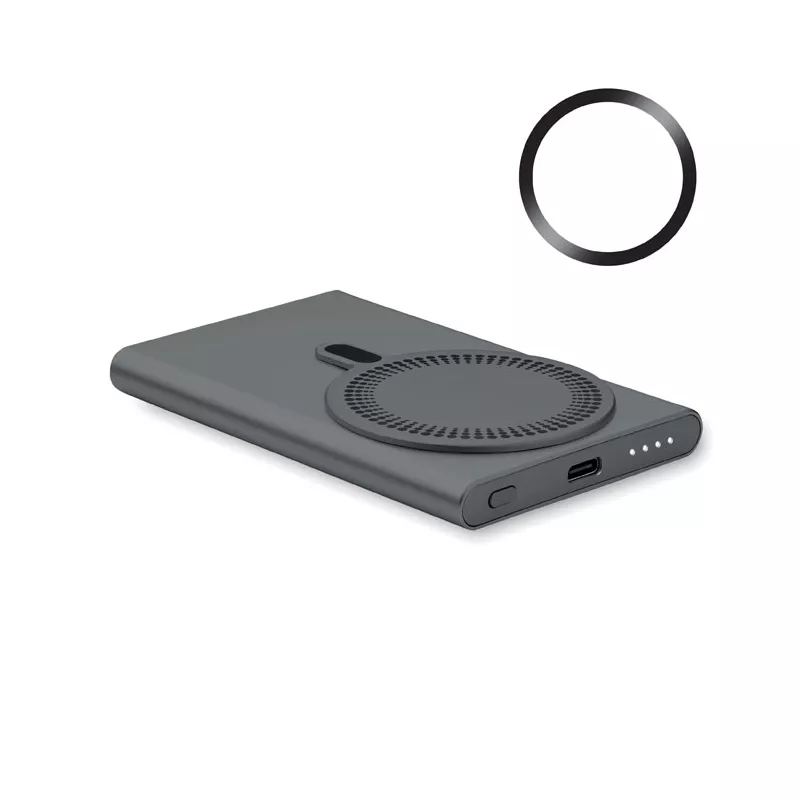 Powerbank magnetyczny 5000 mAh 15W z aluminium PAWTT - Tytanowy (MO2442-18)