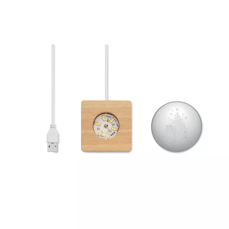 Kula szklana LED na drewnianej podstawie SANTA LIGHT - Drewna (CX1541-40)