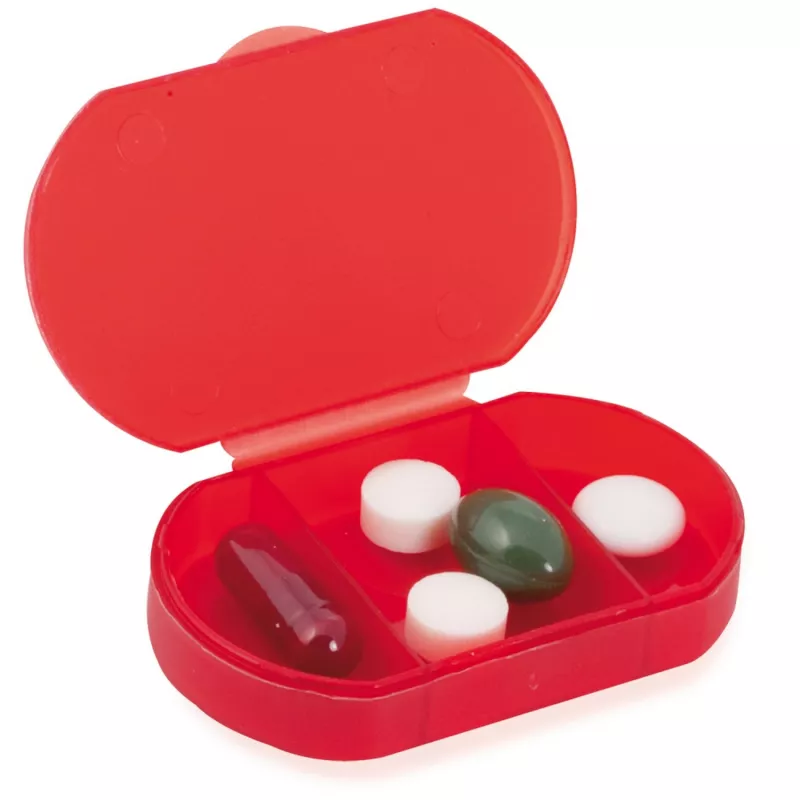 Pojemnik na tabletki z 3 przegrodami - czerwony (V8501-05)