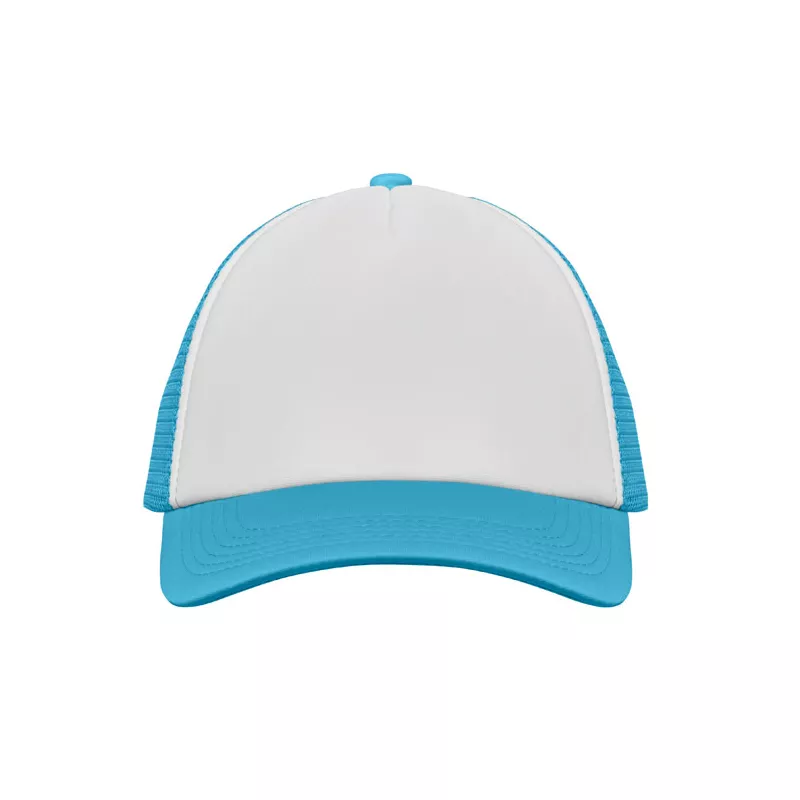 Czapka trucker 5-panelowa 150 g/m² BUBBLE - Biały/Turkusowy (MO2269-86)