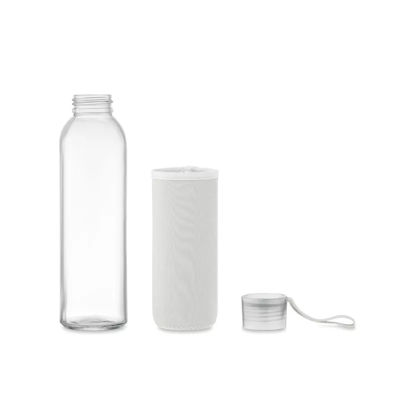 Butelka szklana z recyklingu 500 ml w etui EBOR - Bezowy (MO2089-13)
