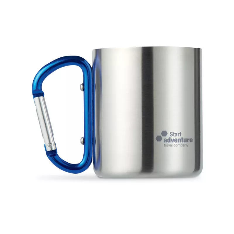 Kubek stalowy dwuścienny z karabinkiem 220 ml TRUMBO - Niebieski (MO8313-04)