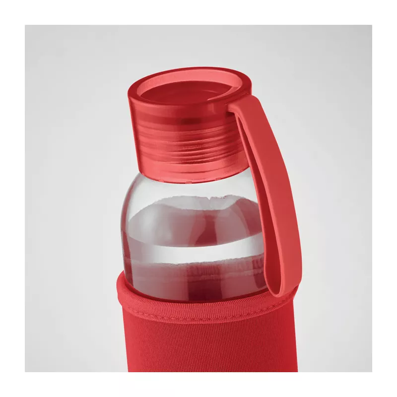 Butelka szklana z recyklingu 500 ml w etui EBOR - Czerwony (MO2089-05)