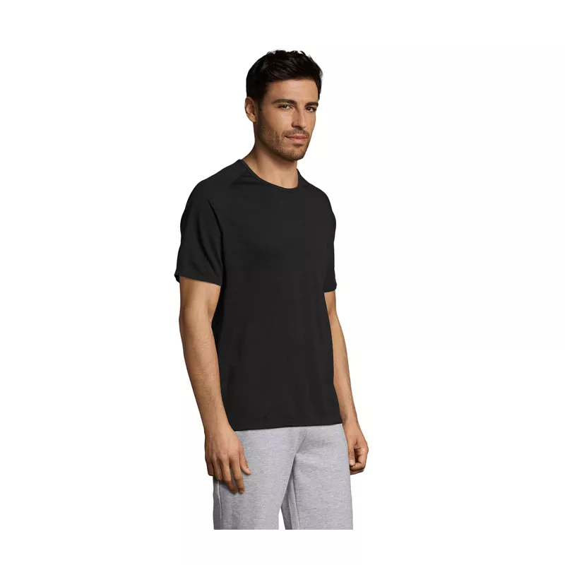 Koszulka sportowa męska raglan 140 g/m² Sol's SPORTY - Czarny (S11939-BK)