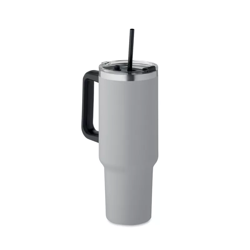 Kubek termiczny stalowy ze słomką 1200 ml SUMA - Szary (MO2327-07)