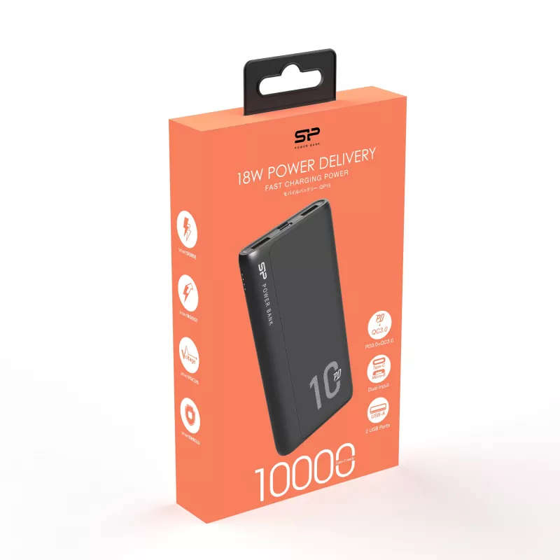 POWER BANK QP15 10000 MAH SILICON POWER - czarny (EG833103)
