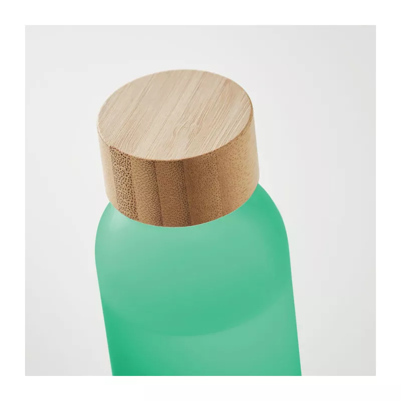 Butelka szklana matowa 500 ml z bambusową zakrętką ABE - Przezroczysty Zielony (MO2105-24)