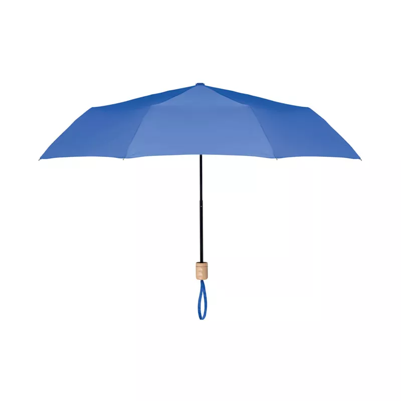 Parasol składany 21" z RPET z drewnianą rączką TRALEE - Niebieski (MO9604-37)