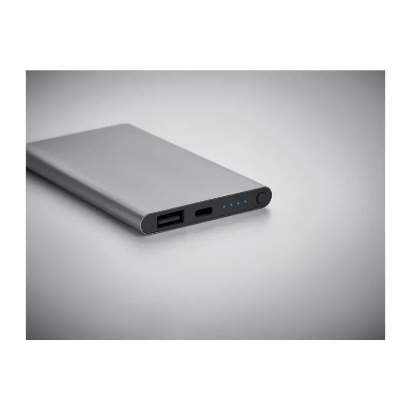 Powerbank płaski 4000 mAh aluminiowy POWERFLAT C - Tytanowy (MO6825-18)