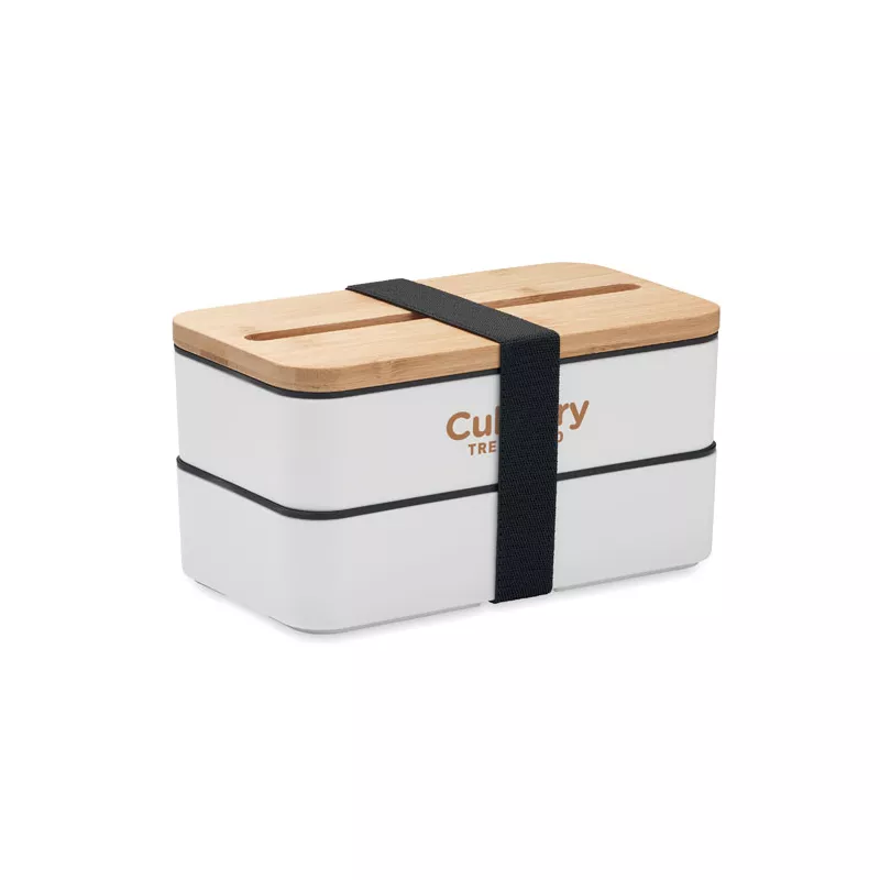 Lunchbox dwupoziomowy 2x400 ml ze sztućcami WINT - Bialy (MO2088-06)