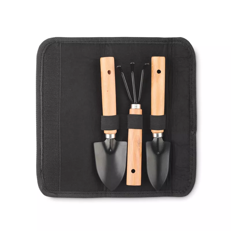 Zestaw narzędzi ogrodowych w etui z filcu RPET GRASS - Czarny (MO2153-03)