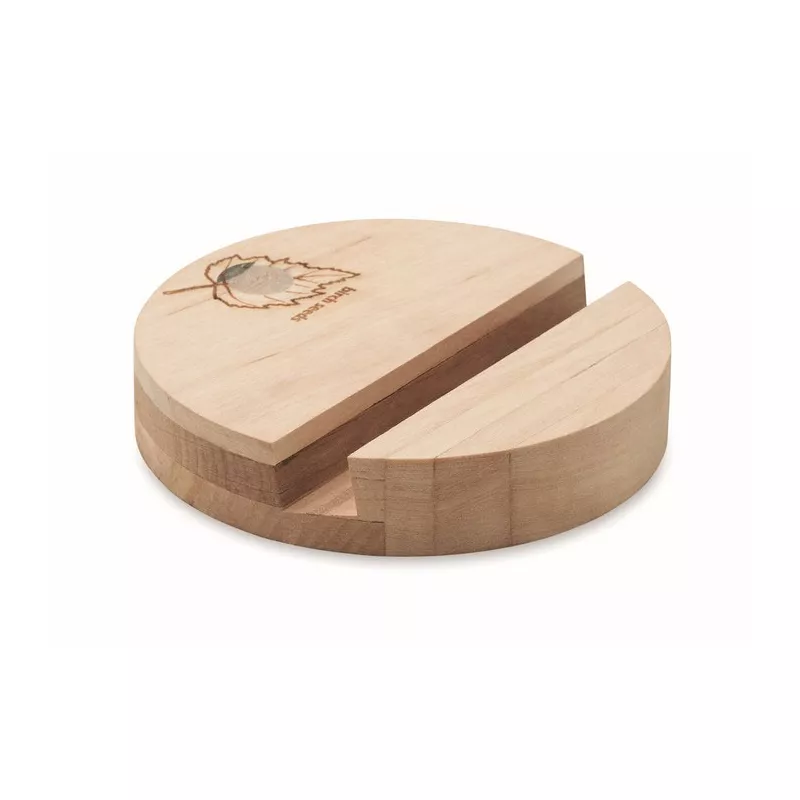 Stojak na telefon z drewna brzozowego GROW ROUND STAND - Drewna (MO6691-40)