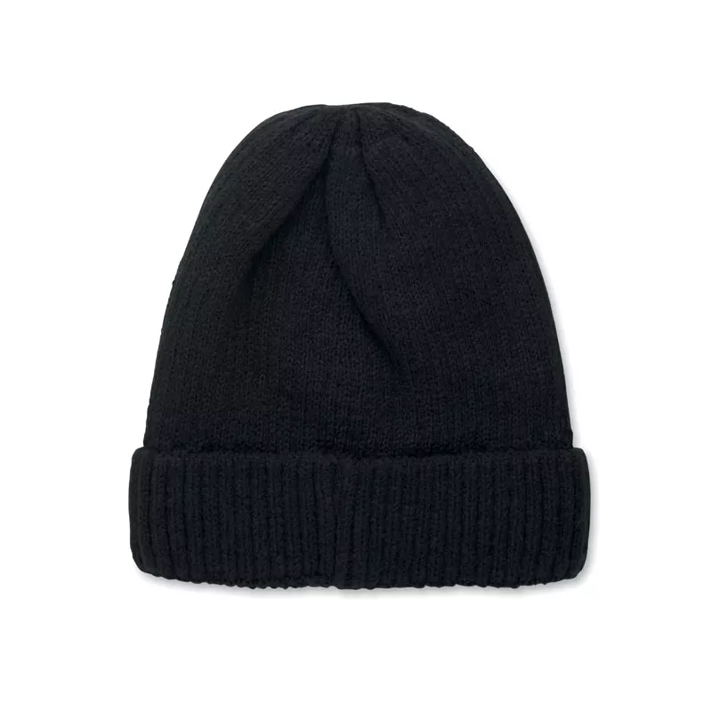 Czapka dzianinowa unisex z podszewką polarową PUNTOS - Czarny (MO3221-03)