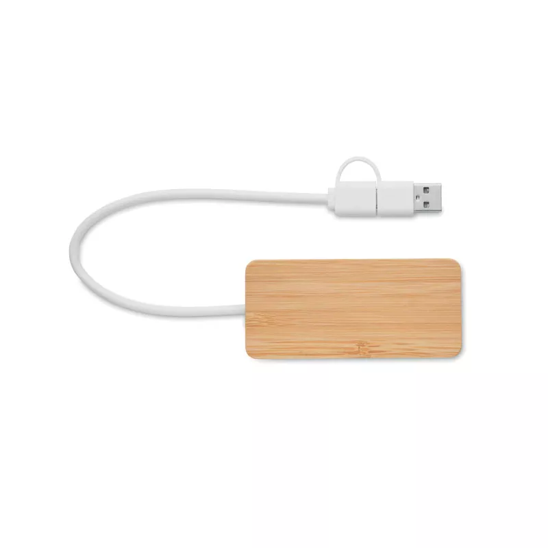 Hub USB 3-portowy w bambusowej obudowie HUBBAM - Drewna (MO2143-40)