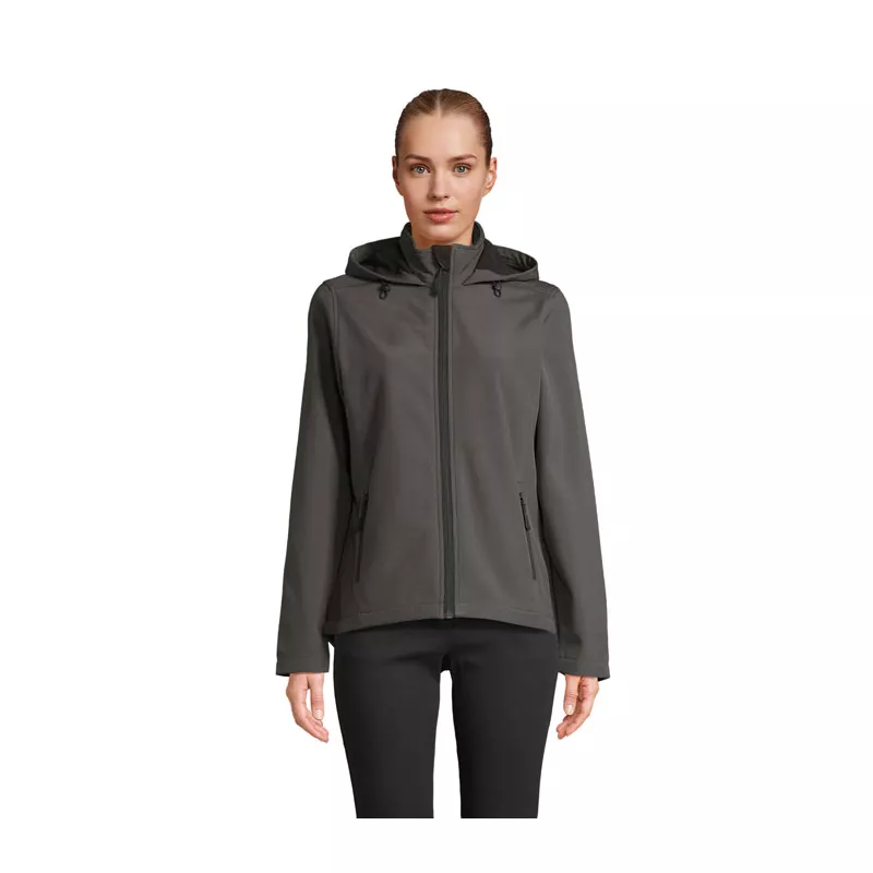 Softshell damski z kapturem Sol's RACE HOODED WOMEN - Szarość Węgla Drzewnego (S04448-CR)