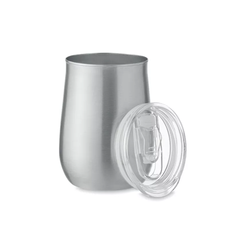 Kubek ze stali z recyklingu 500 ml z pokrywką URSA - Srebrny Mat (MO2090-16)