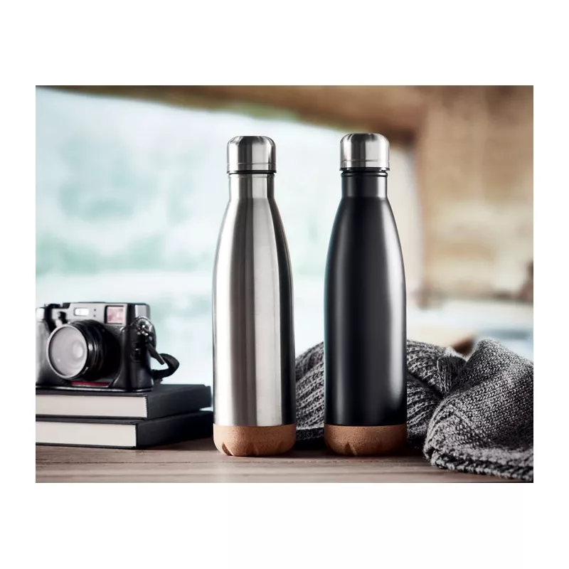 Butelka termiczna z korkową podstawą 500 ml ASPEN CORK - Srebrny Mat (MO6313-16)